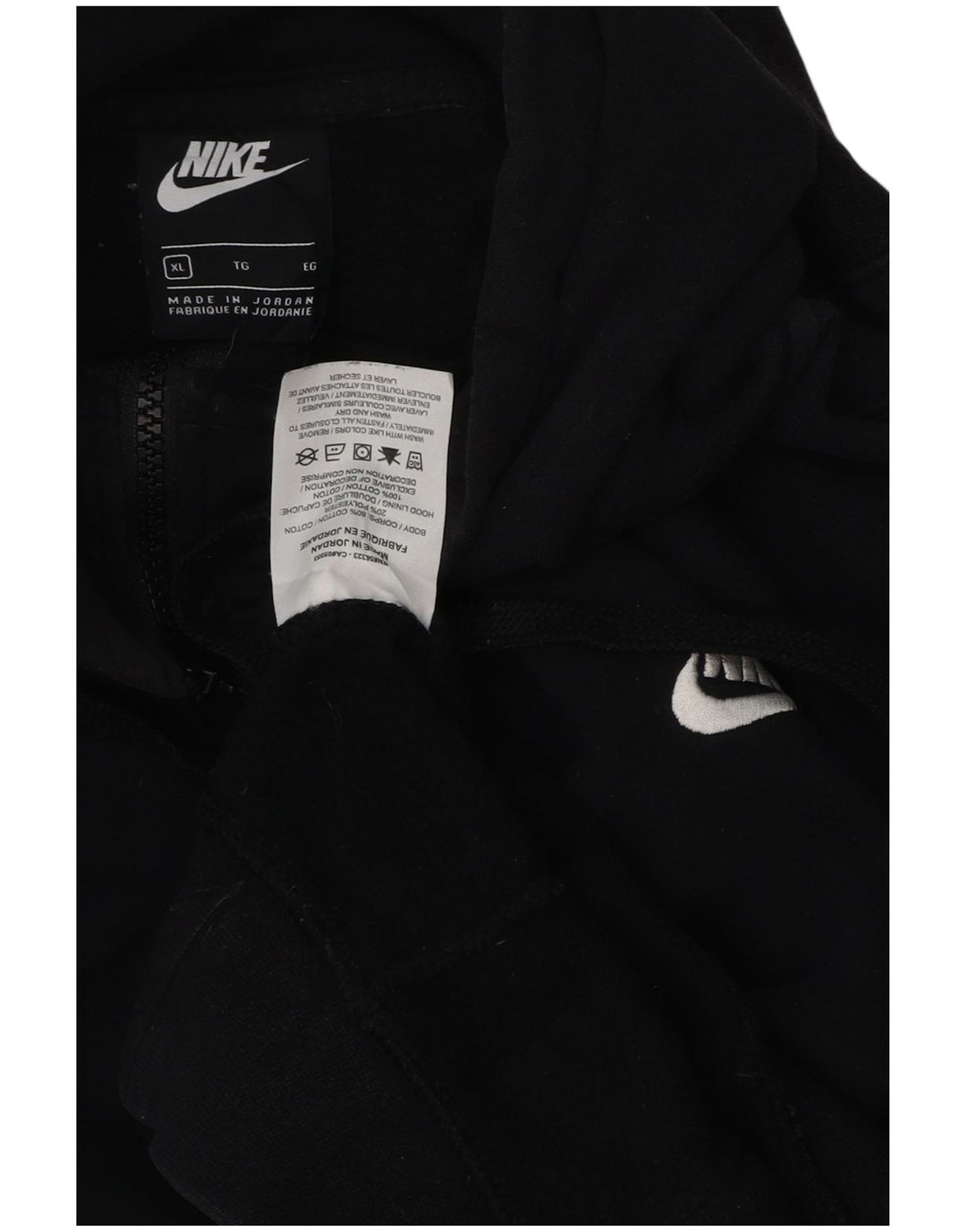 Nike Mens Zip Hoodie Sweater XL Black Cotton