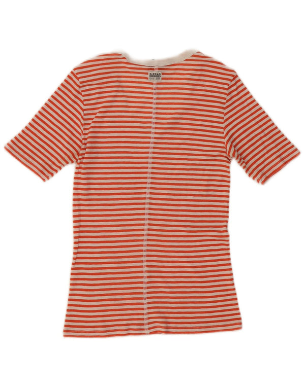G-Star Womens T-Shirt Top UK 4 XS Red Striped