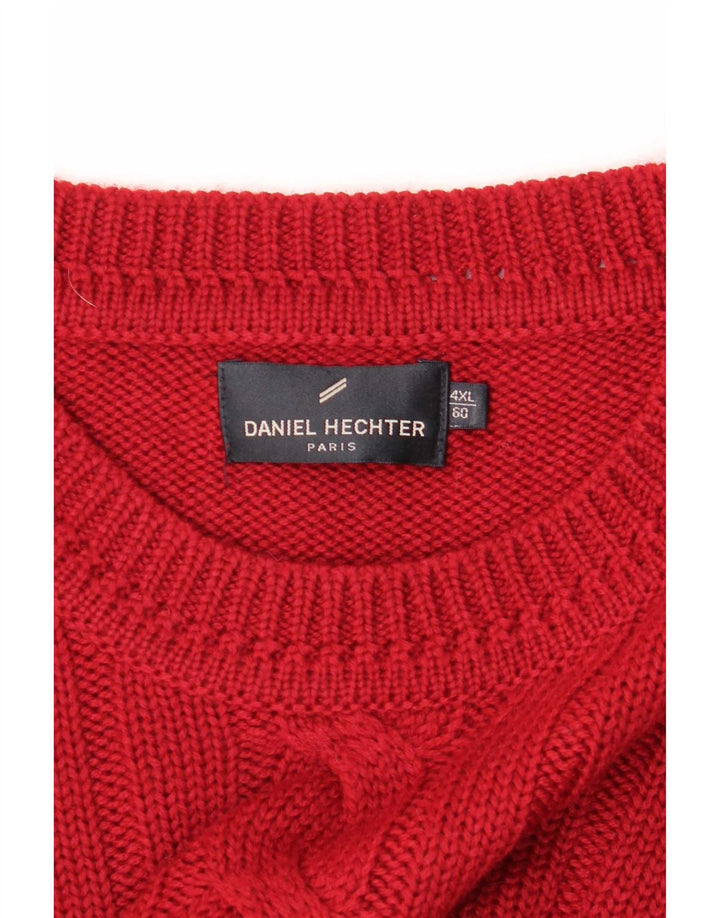Daniel Hechter Mens Crew Neck Jumper Sweater 4XL Burgundy Wool
