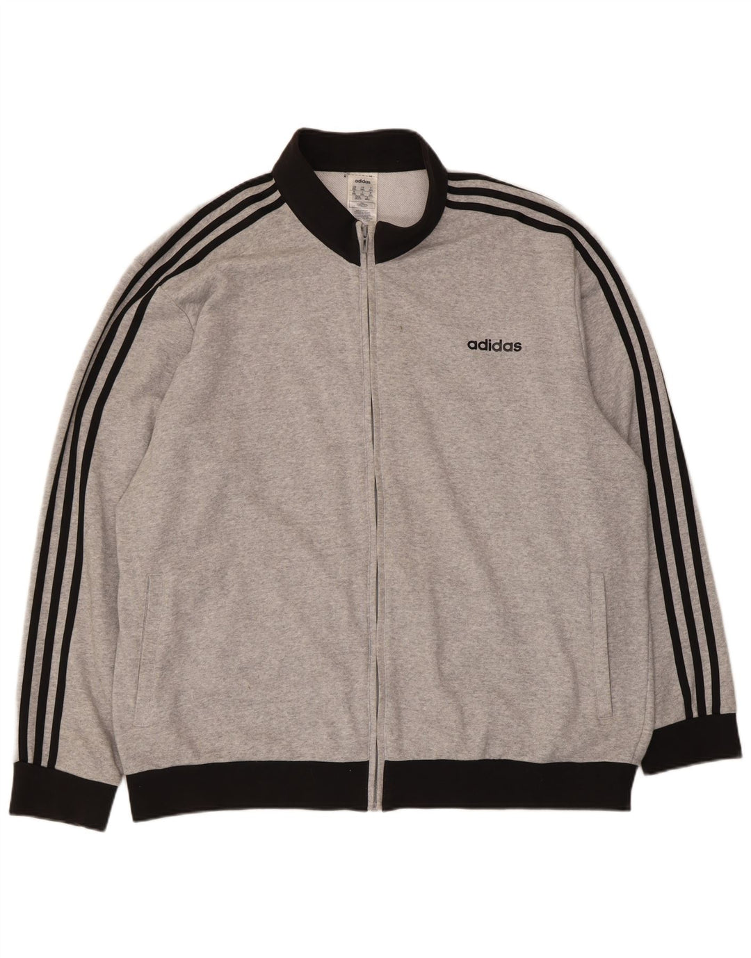 Adidas Mens Tracksuit Top Jacket 2XL Grey Colourblock Cotton