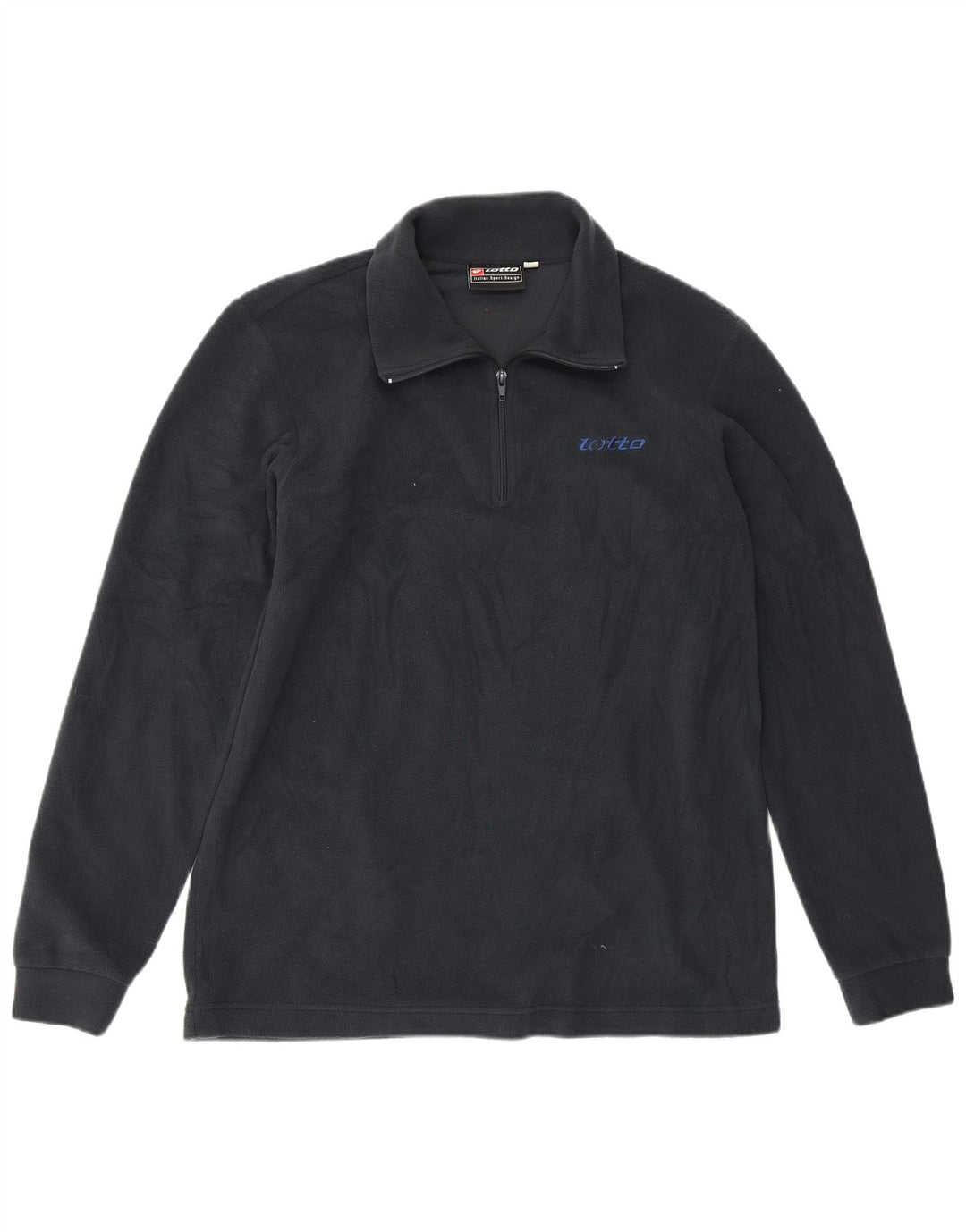 LOTTO Mens Zip Neck Fleece Jumper Large Navy Blue Polyester