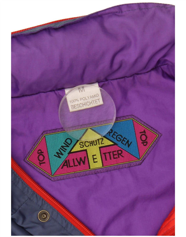 VINTAGE Mens Hooded Anorak Jacket UK 38 Medium Navy Blue Colourblock