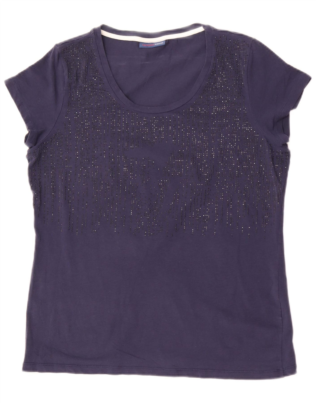 Trussardi Jeans Womens T-Shirt Top UK 14 Medium Navy Blue
