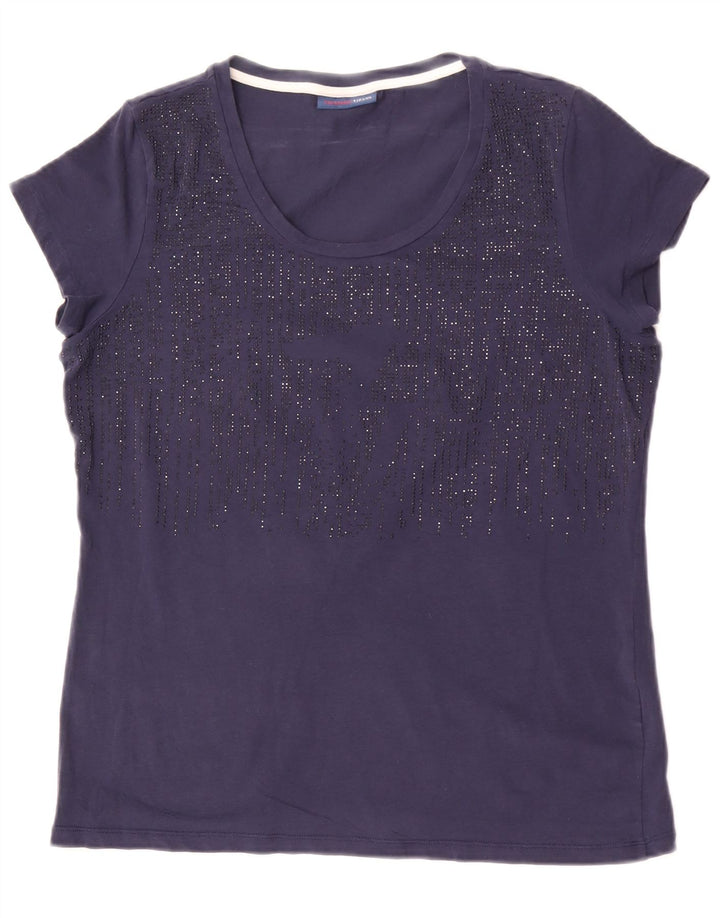 Trussardi Jeans Womens T-Shirt Top UK 14 Medium Navy Blue