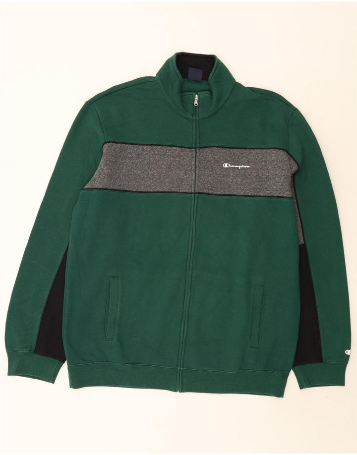 Champion Mens Tracksuit Top Jacket 3XL Green Colourblock