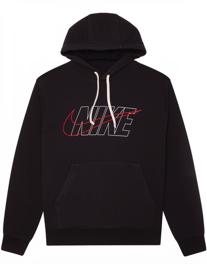 Nike Mens Graphic Hoodie Jumper Medium Black Cotton
