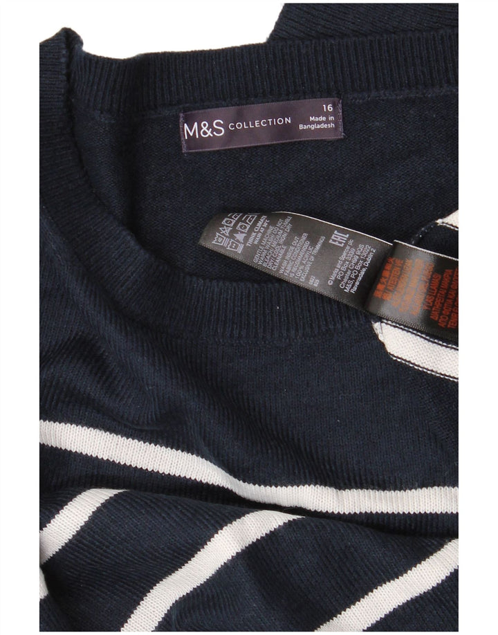Marks & Spencer Womens Crew Neck Jumper Sweater UK 16 Large Navy Blue