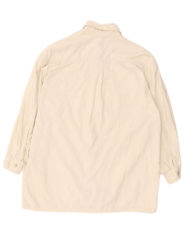 STACCATO Womens Oversized Corduroy Shirt UK 10 Small Off White Cotton