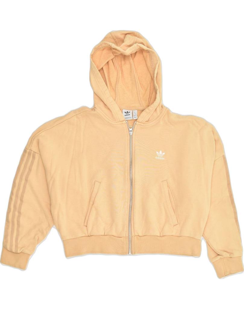 ADIDAS Womens Oversized Crop Zip Hoodie Sweater UK 12 Medium  Yellow | Vintage Adidas | Thrift | Second-Hand Adidas | Used Clothing | Messina Hembry 