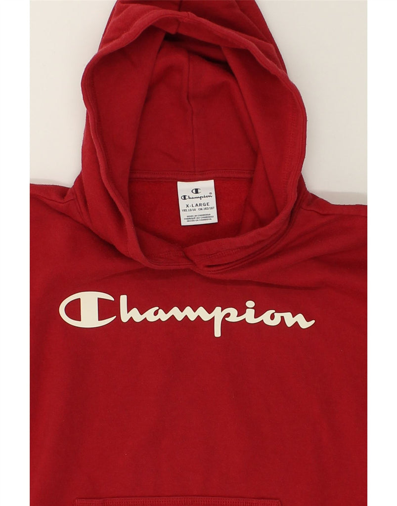 CHAMPION Boys Graphic Hoodie Jumper 13-14 Years XL Red Cotton | Vintage Champion | Thrift | Second-Hand Champion | Used Clothing | Messina Hembry 