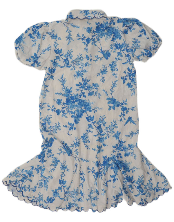 Lipsy Girls Drop Waist Dress 13-14 Years White Floral Polyester