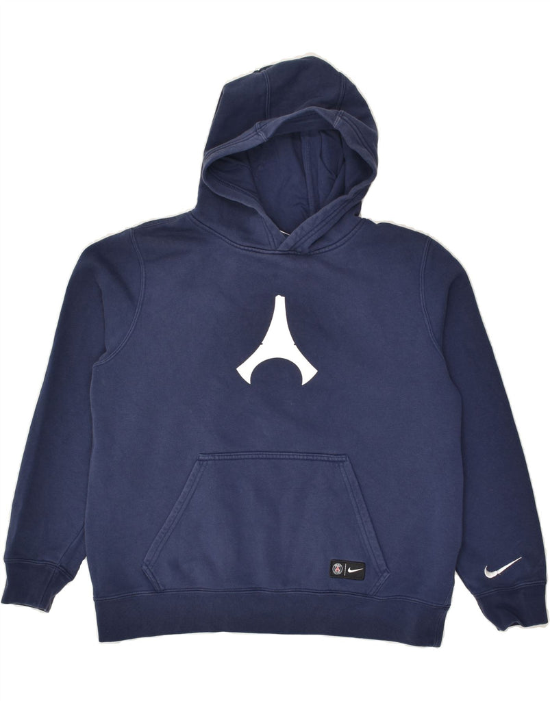 NIKE Boys Graphic Hoodie Jumper 11-12 Years Large Navy Blue Cotton | Vintage Nike | Thrift | Second-Hand Nike | Used Clothing | Messina Hembry 