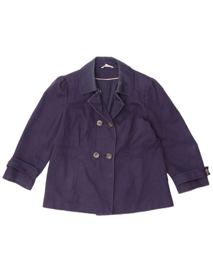 Marks & Spencer Womens Short Trench Coat UK 14 Medium Navy Blue
