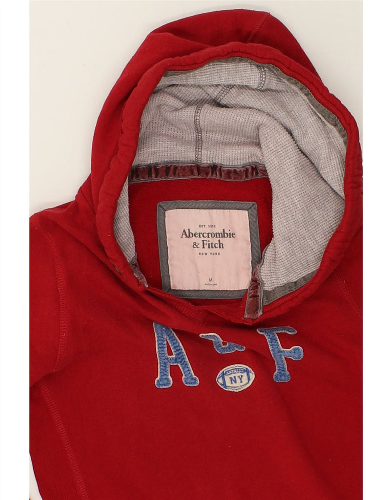 ABERCROMBIE & FITCH Womens Graphic Hoodie Jumper UK 14 Medium Red Cotton | Vintage Abercrombie & Fitch | Thrift | Second-Hand Abercrombie & Fitch | Used Clothing | Messina Hembry 