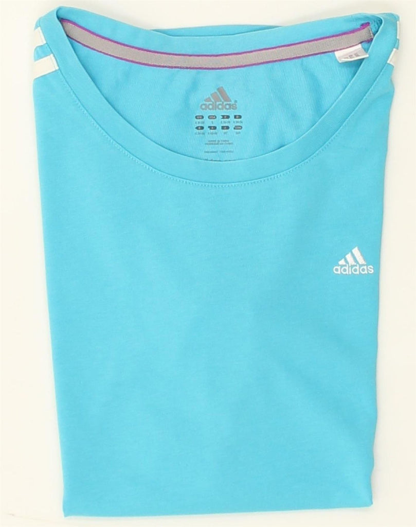 ADIDAS Womens T-Shirt Top UK 8/10 Small Blue Cotton | Vintage Adidas | Thrift | Second-Hand Adidas | Used Clothing | Messina Hembry 