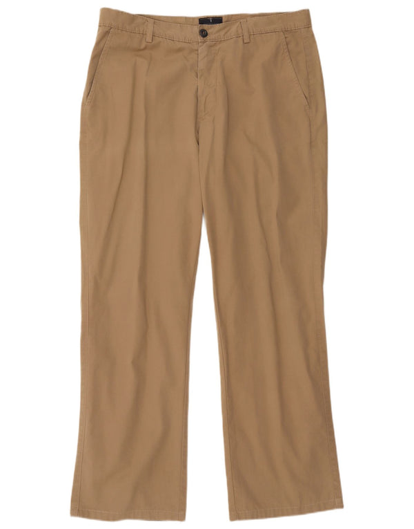 TRUSSARDI Mens Straight Chino Trousers IT 52 XL W35 L30 Beige Cotton