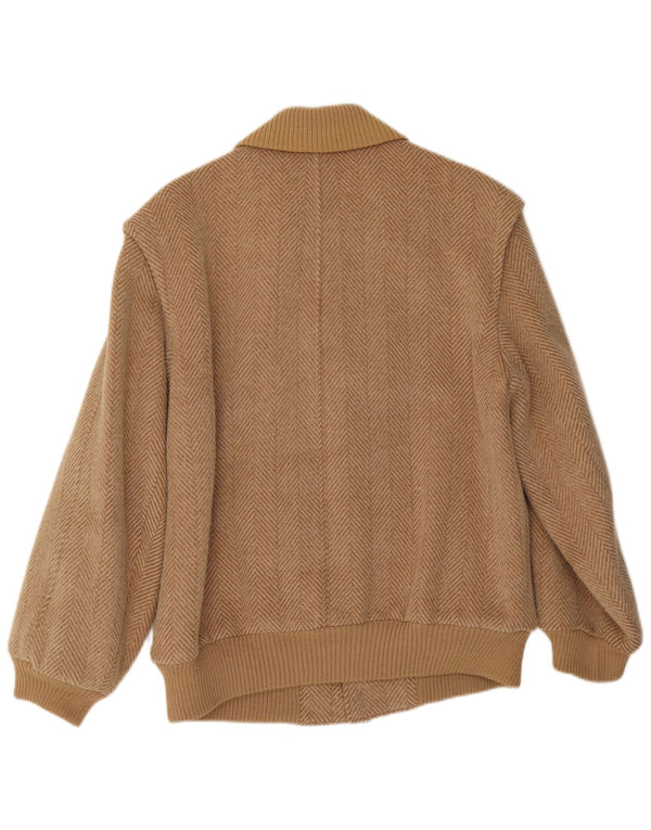 Peter Hahn Mens Bomber Jacket IT 50 Large Beige Herringbone Wool