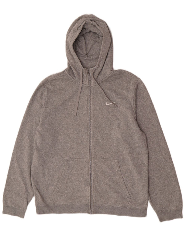 Nike Mens Zip Hoodie Sweater Large Grey Cotton Sports