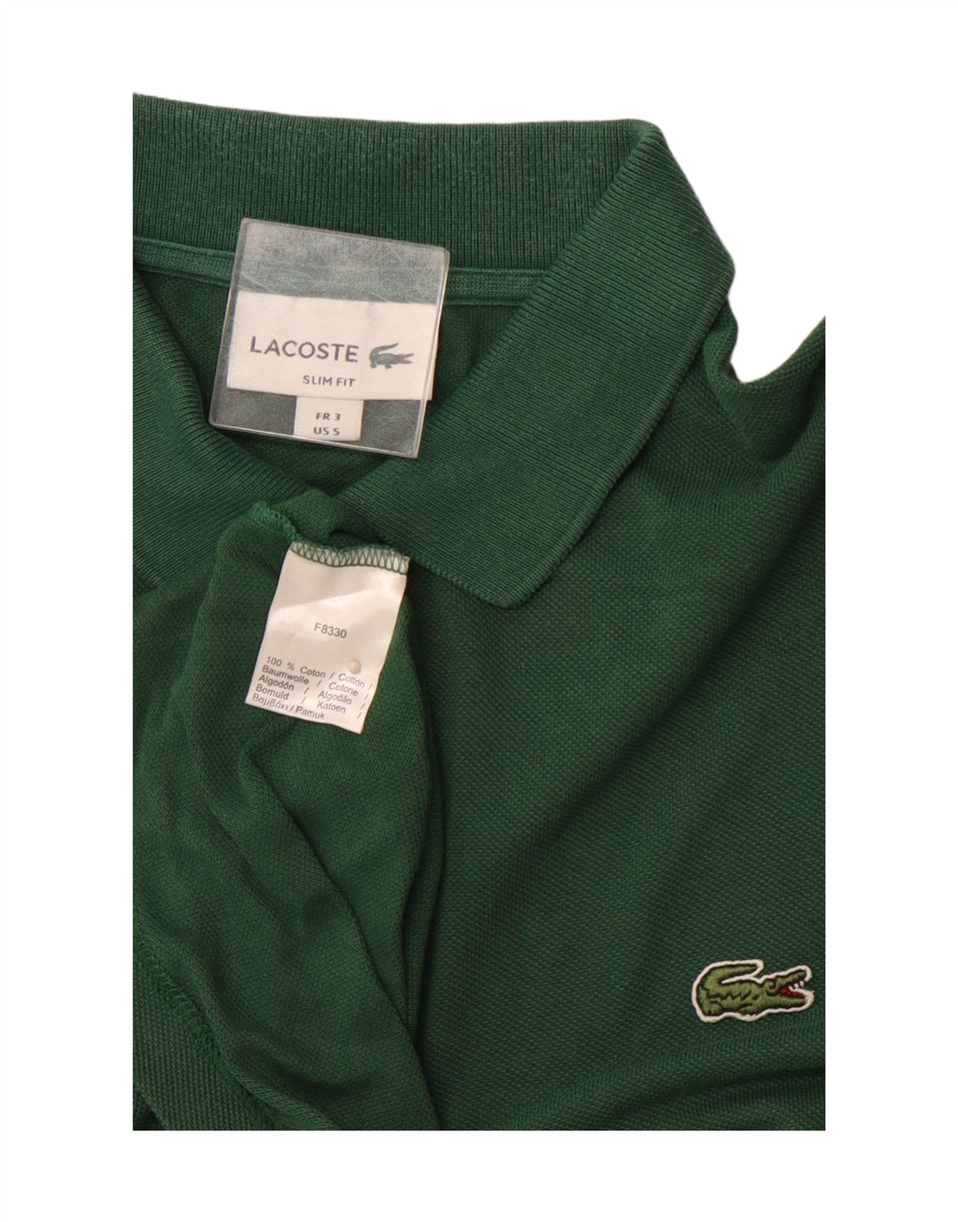 LACOSTE Mens Slim Fit Polo Shirt Size 3 Small Green Cotton