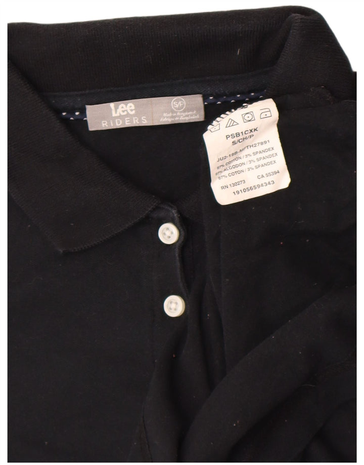 Lee Womens Riders Polo Shirt UK 10 Small Black Cotton