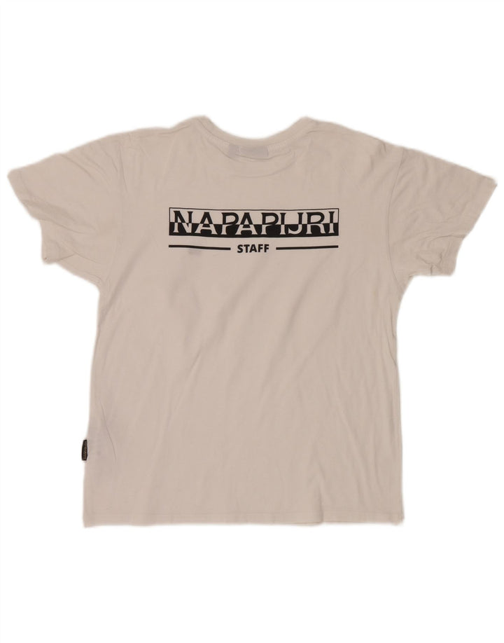Napapijri Mens Graphic T-Shirt Top Small White Cotton