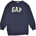GAP Womens Longline Graphic Sweatshirt Jumper UK 6 XS Navy Blue Cotton | Vintage Gap | Thrift | Second-Hand Gap | Used Clothing | Messina Hembry 