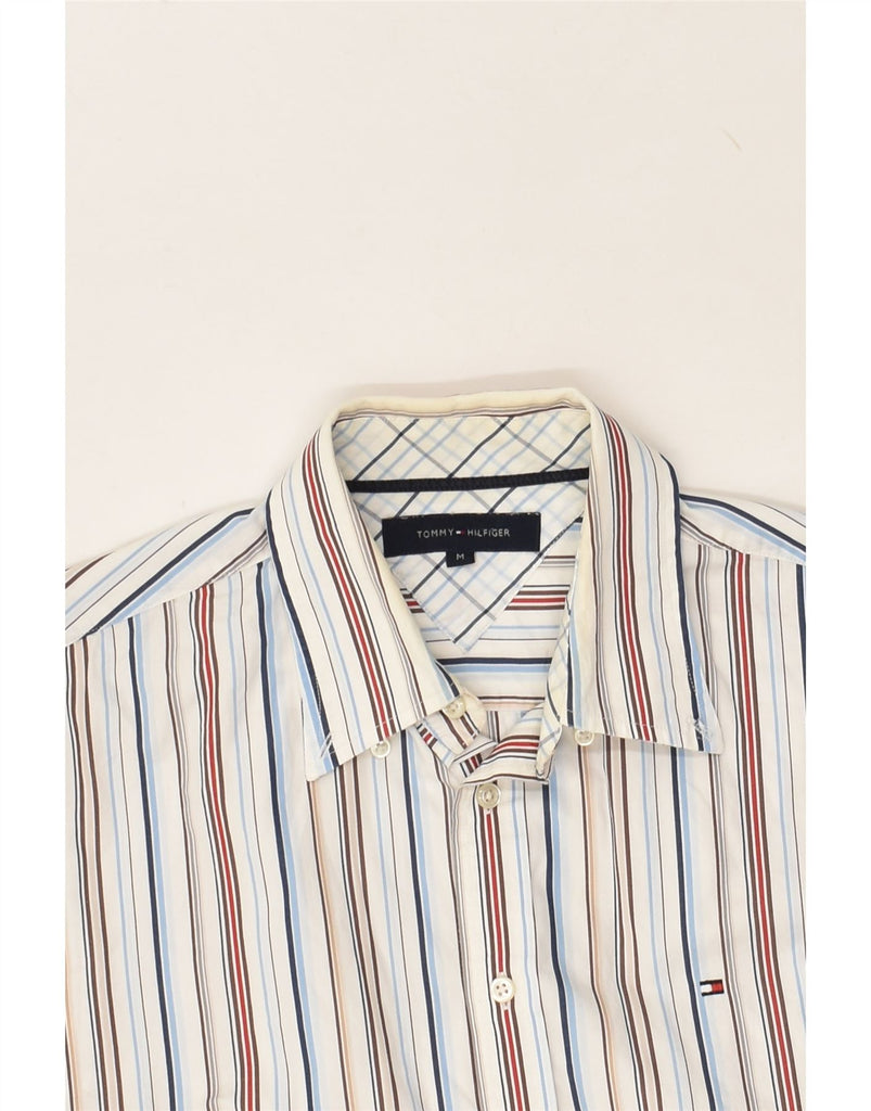 TOMMY HILFIGER Mens Shirt Medium White Striped Cotton | Vintage Tommy Hilfiger | Thrift | Second-Hand Tommy Hilfiger | Used Clothing | Messina Hembry 