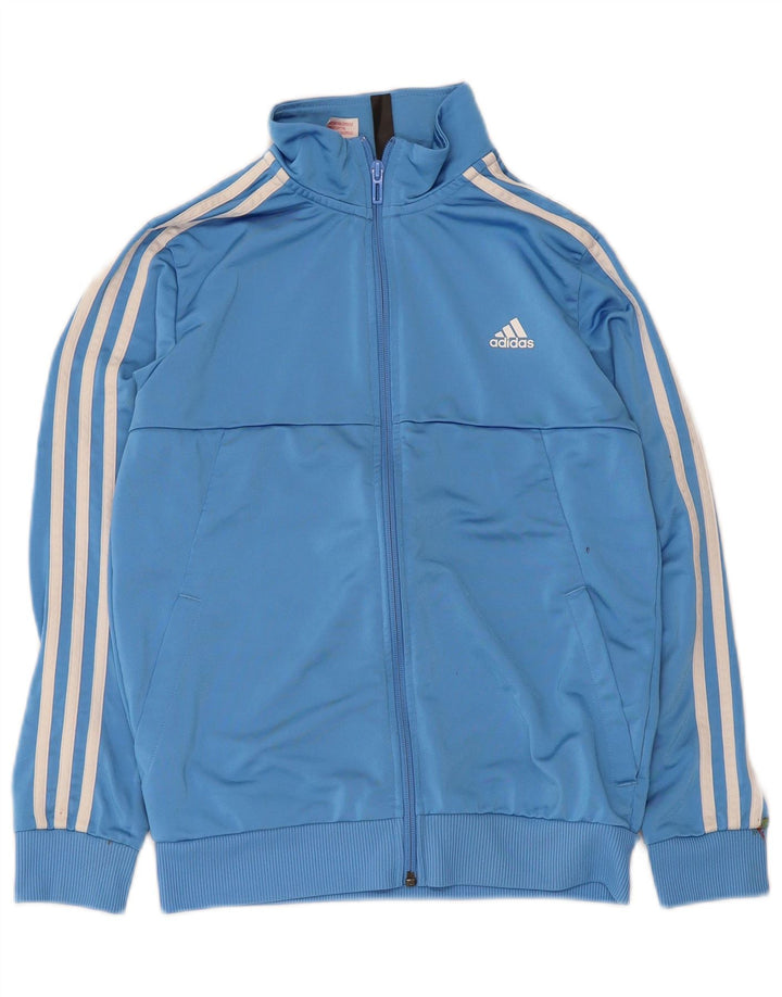 Adidas Boys Aeroready Tracksuit Top Jacket 12-13 Years Blue Polyester