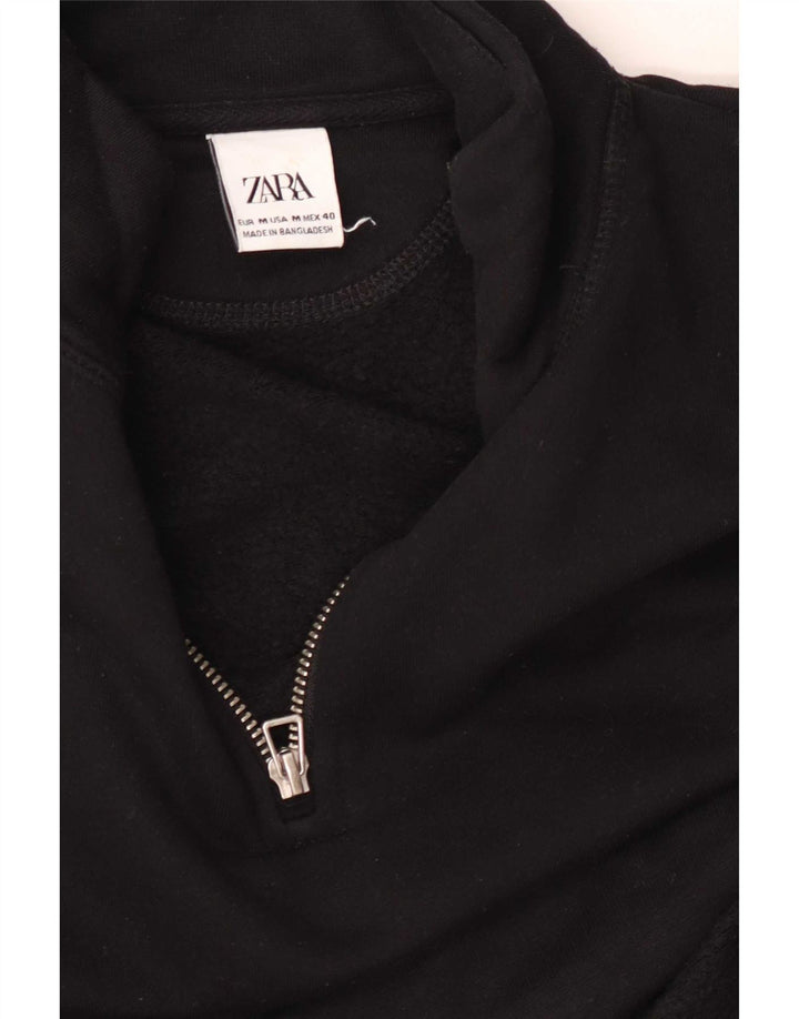 Zara Mens Zip Neck Sweatshirt Jumper Medium Black