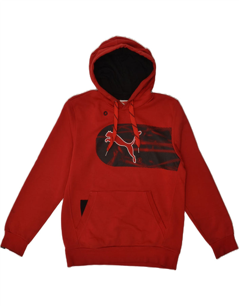 PUMA Mens Graphic Hoodie Jumper Medium Red Cotton | Vintage Puma | Thrift | Second-Hand Puma | Used Clothing | Messina Hembry 