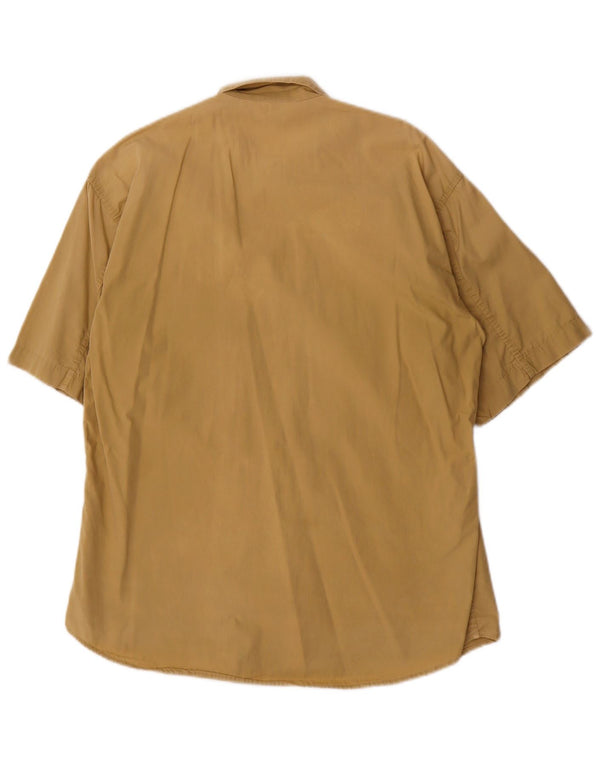 Carrera Mens Short Sleeve Shirt Small Beige Cotton
