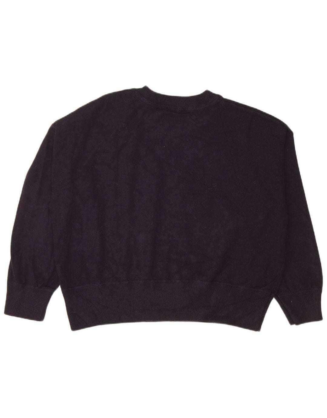 Zara Womens Crop Oversized Sweatshirt Jumper UK 16 Large Navy Blue Viscose