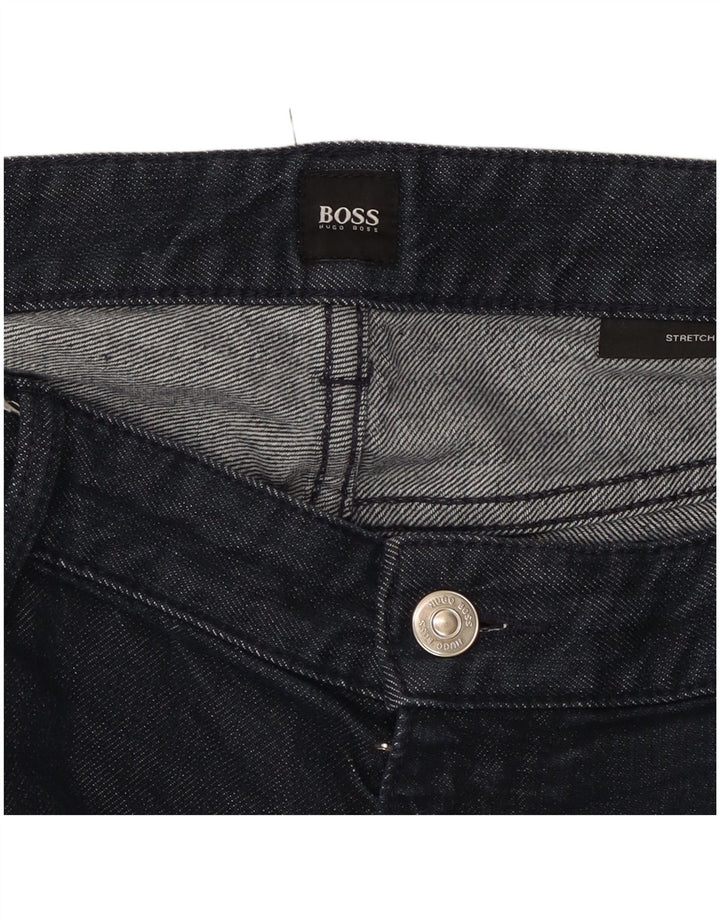 Hugo Boss Mens Stretch Straight Jeans W38 L31 Navy Blue