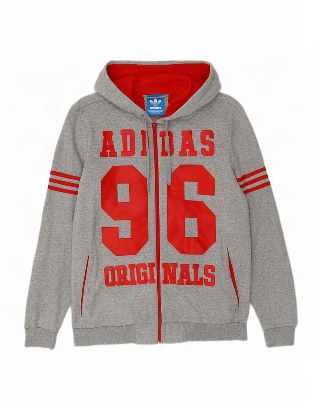 Adidas Mens Graphic Zip Hoodie Sweater Medium Grey Flecked Cotton