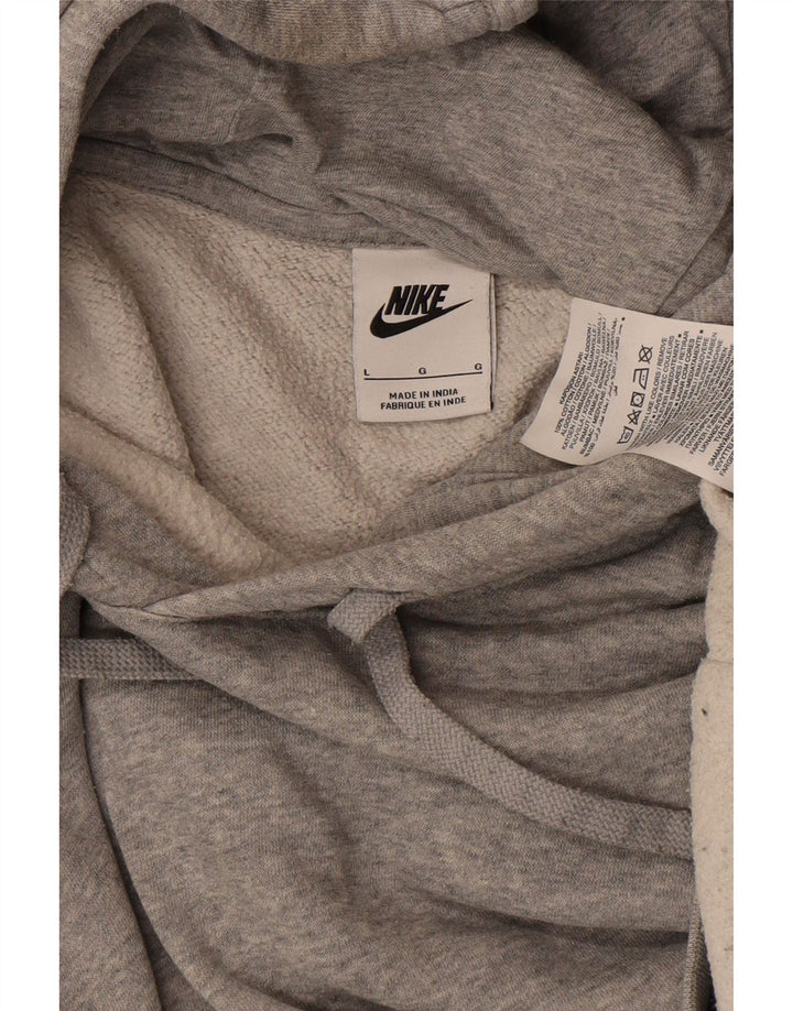 NIKE Mens Hoodie Jumper Large Grey Flecked Cotton