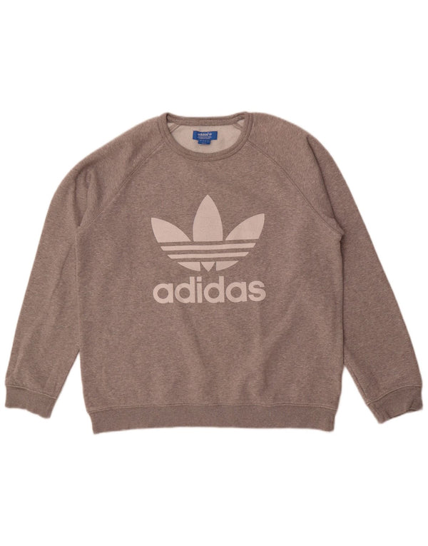 Adidas Mens Graphic Sweatshirt Jumper Large Grey Flecked Cotton