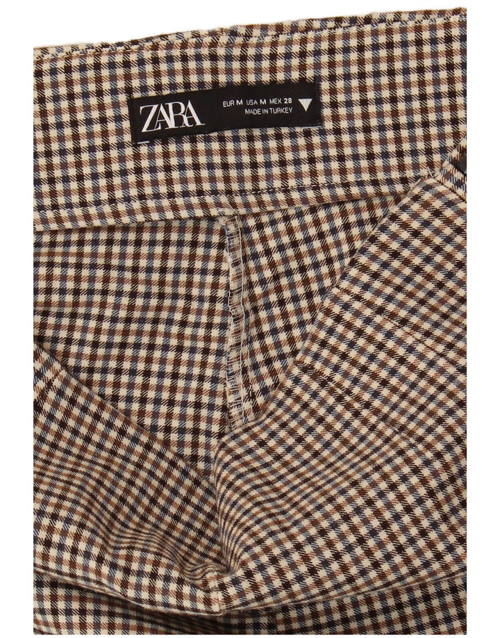 Zara Womens Skinny Trousers Medium W28 L28  Brown Gingham