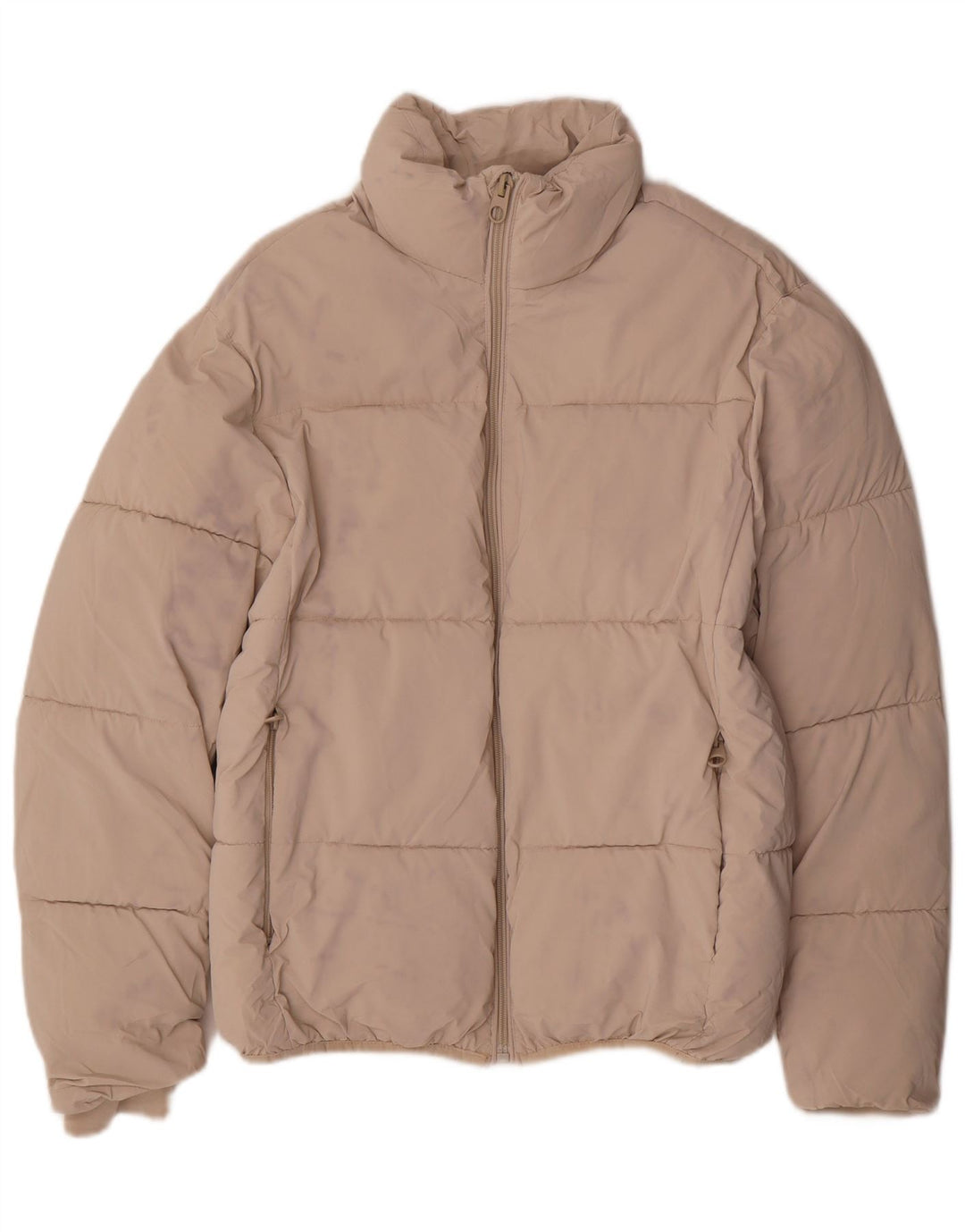 Zara Womens Oversized Padded Jacket UK 10 Small Beige Nylon