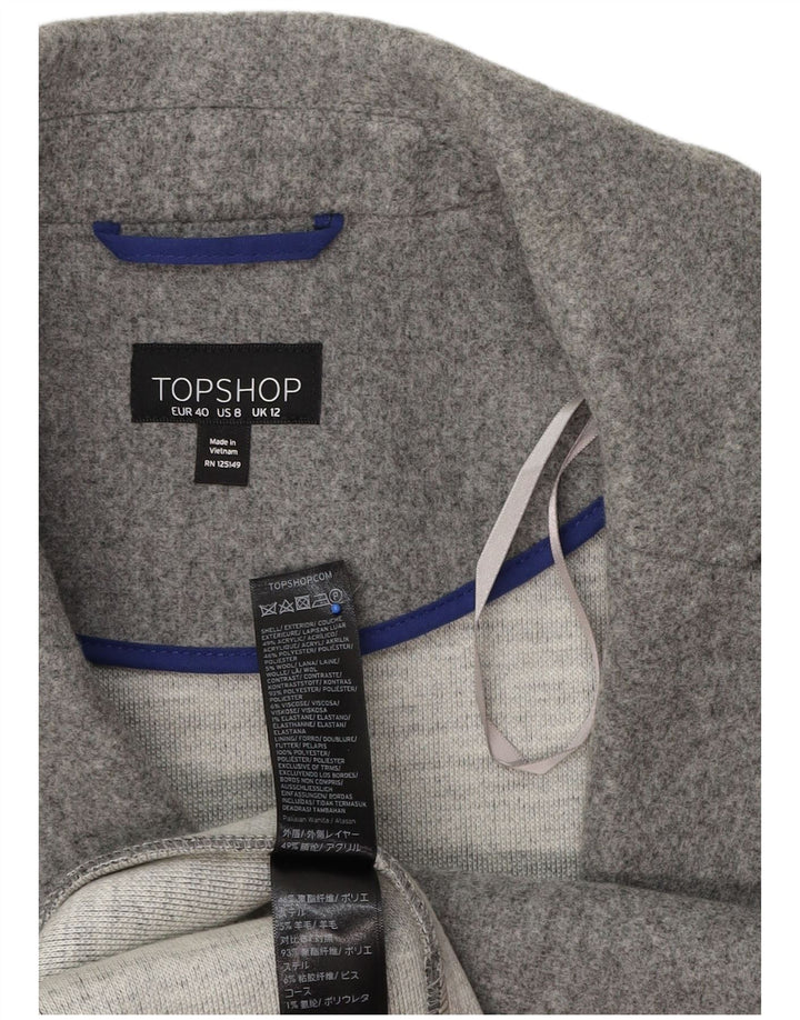 Topshop Womens Open Overcoat UK 12 Medium  Grey Polyester