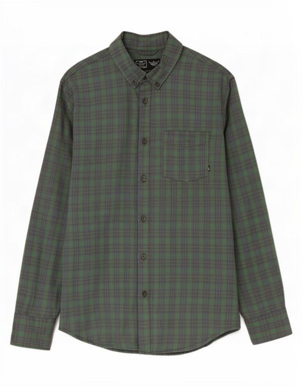 Nike Mens Dri Fit Shirt Medium Green Check Cotton
