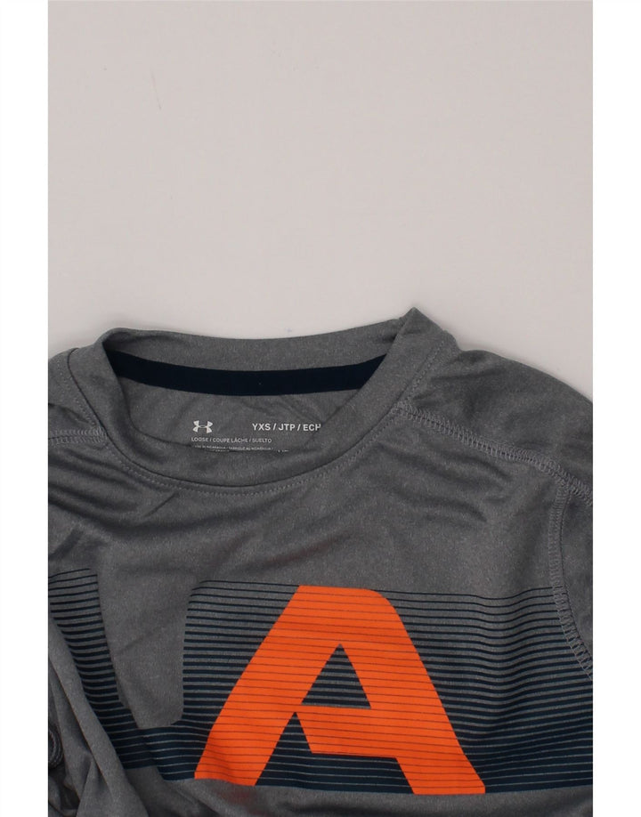 Under Armour Boys Graphic Top Long Sleeve 6-7 Years XS Grey