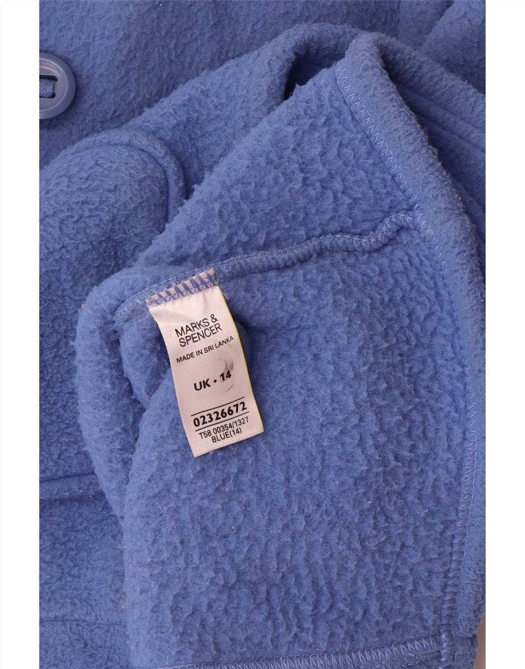 Marks & Spencer Womens Fleece Jacket UK 14 Large Blue Polyester