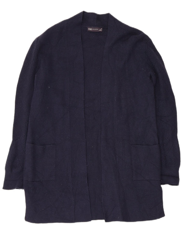 Marks & Spencer Womens Longline Cardigan Sweater UK 12 Medium Navy Blue
