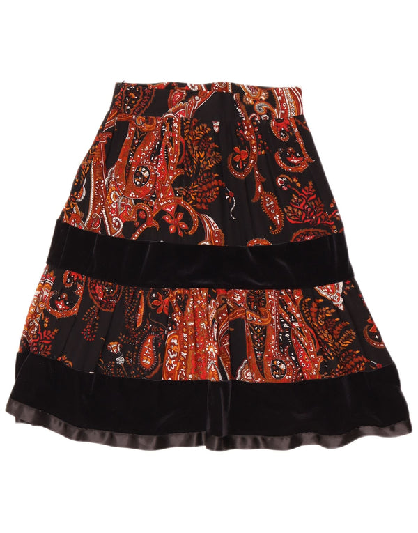 Piu & Womens A-Line Skirt IT 40 Small W24 Black Paisley Viscose
