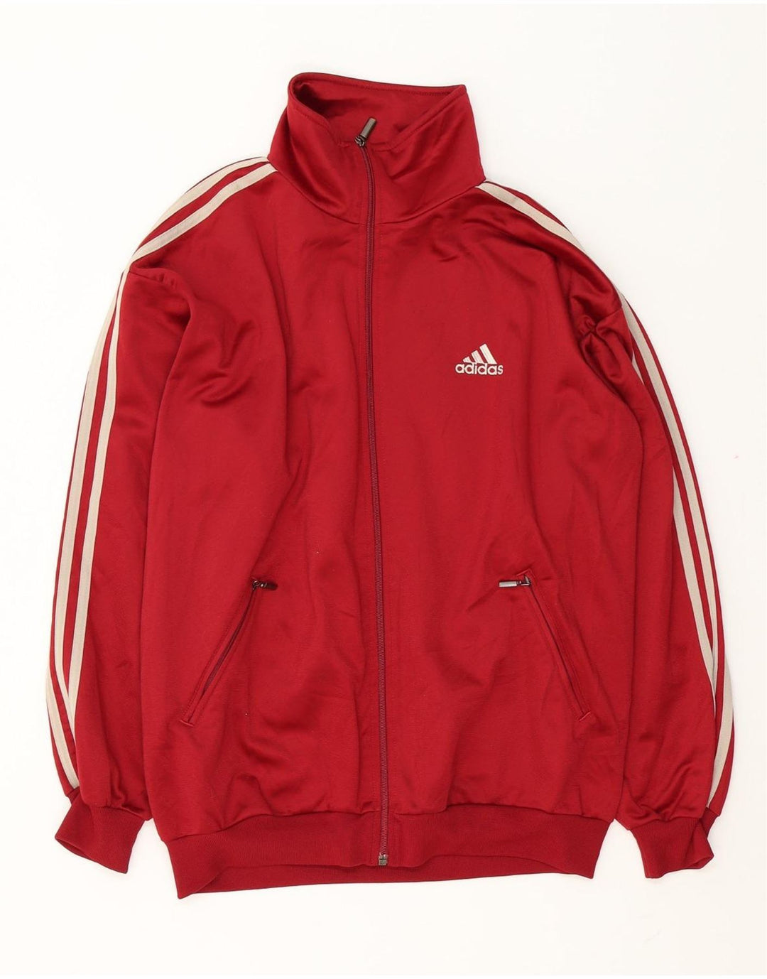 ADIDAS Mens Tracksuit Top Jacket UK 40/42 Medium Red Polyester