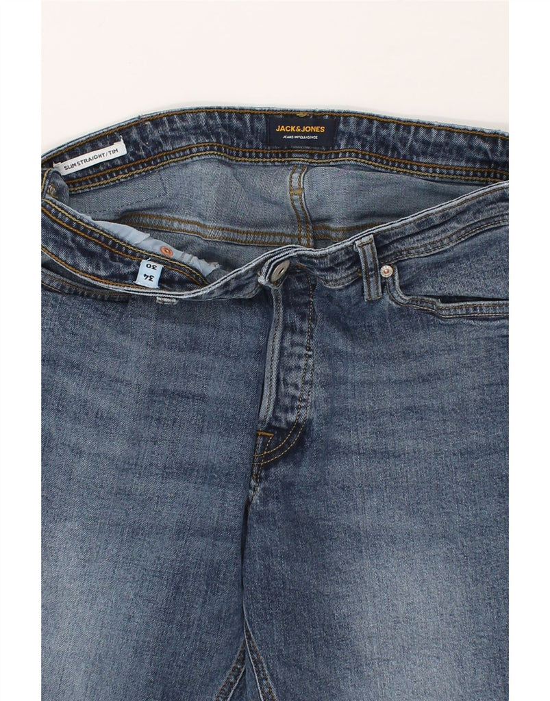 JACK & JONES Mens Tim Slim Straight Jeans W34 L30 Blue Cotton | Vintage Jack & Jones | Thrift | Second-Hand Jack & Jones | Used Clothing | Messina Hembry 