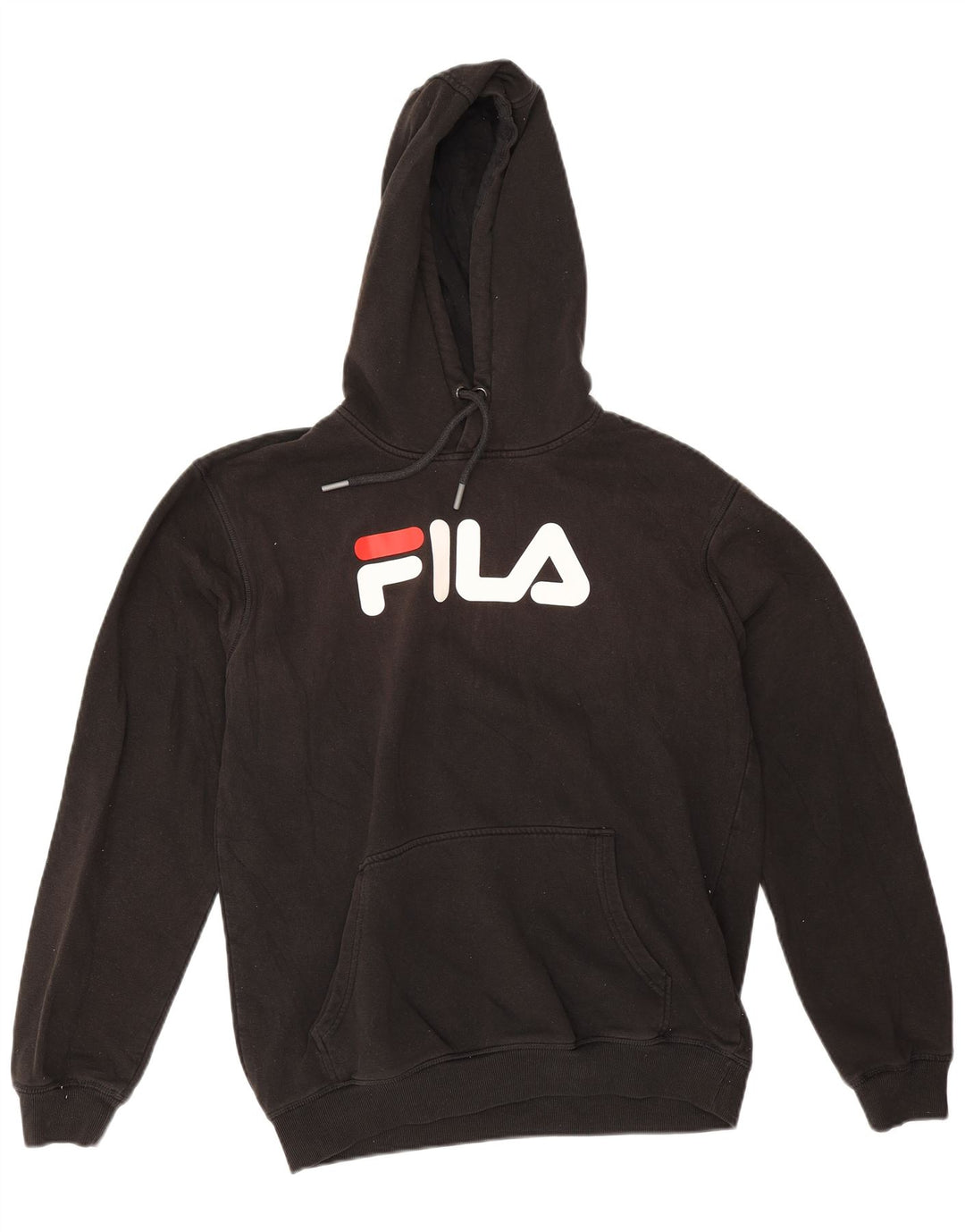Fila Mens Graphic Hoodie Jumper Medium Black Cotton