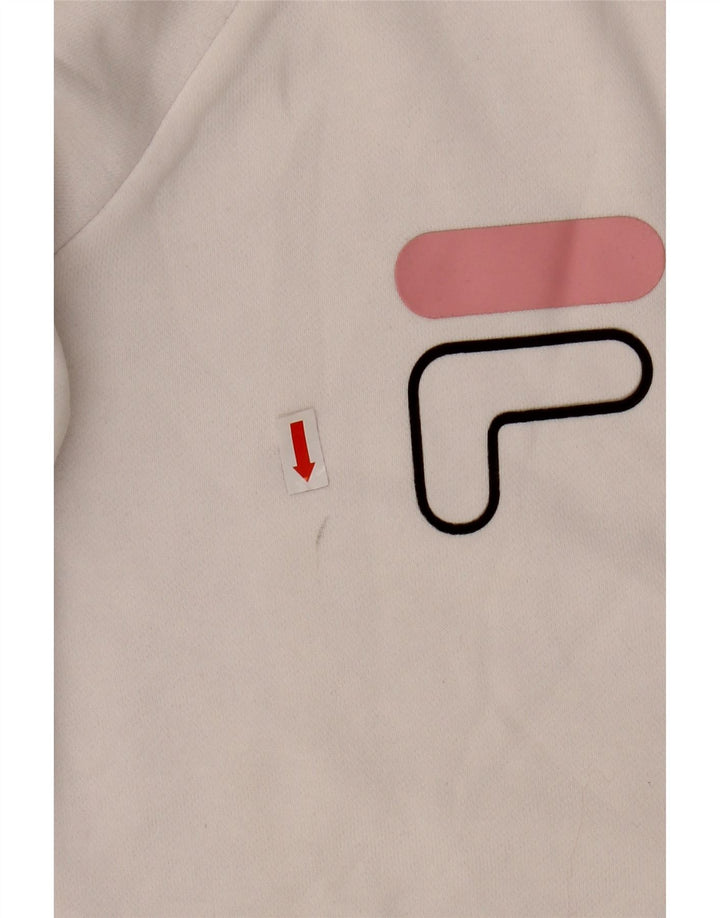 FILA Girls Graphic Sweatshirt Jumper 9-10 Years White Cotton