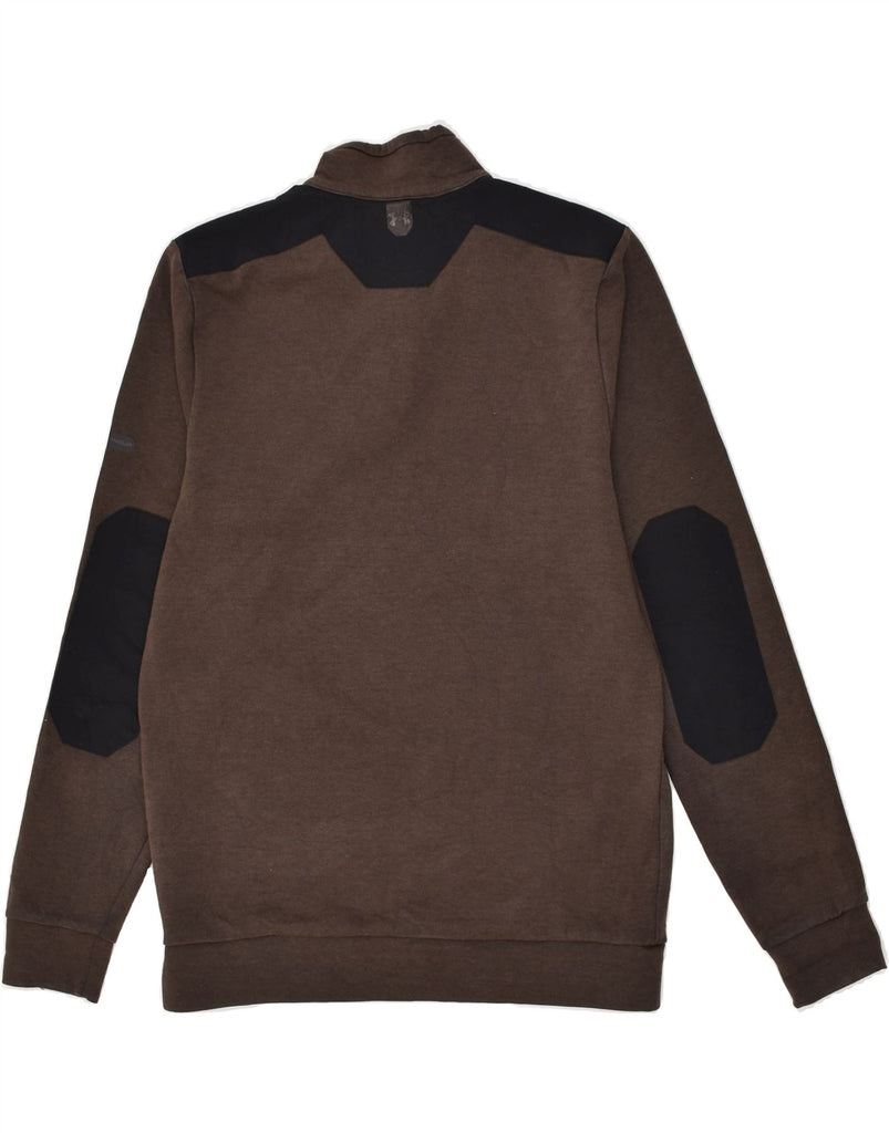 UNDER ARMOUR Mens Zip Neck Sweatshirt Jumper Medium Brown Colourblock | Vintage Under Armour | Thrift | Second-Hand Under Armour | Used Clothing | Messina Hembry 