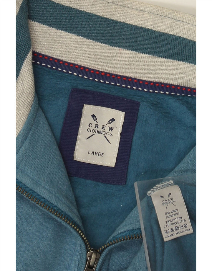 CREW CLOTHING Mens Zip Neck Sweatshirt Jumper Large Blue Cotton